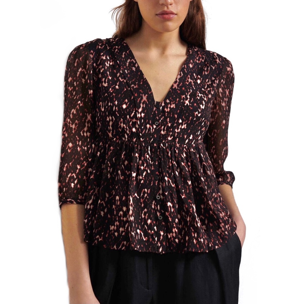 BA&SH PRINTED PEPLUM TOP